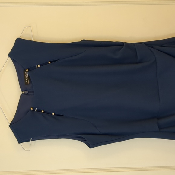 *3/$25 Le Chateau asymmetrical ruched dress with bead collar detail - Picture 2 of 7